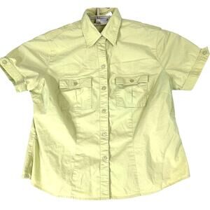 Vintage Villager Sport Women Shirt Plus 1X Yellow Cotton Short Sleeve Cotton